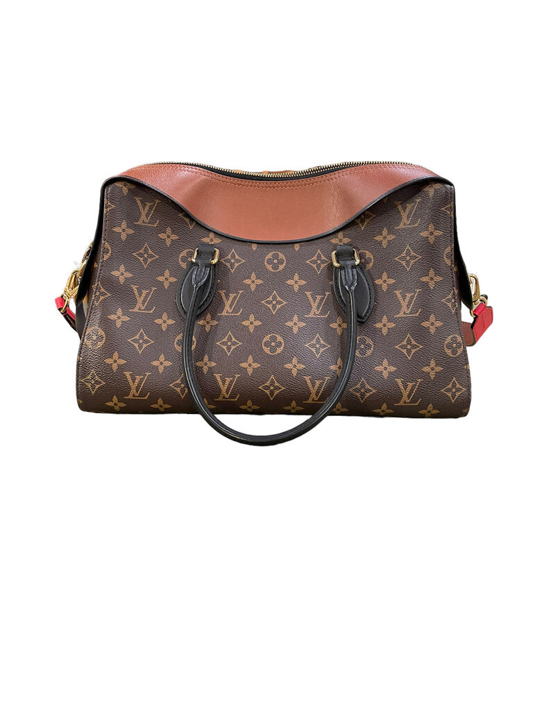 Louis Vuitton Tulleries Handbag Monogram Canvas w/ leather red
