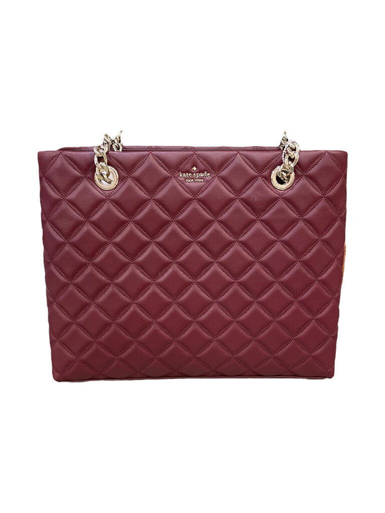 Kate Spade Natalia Quilted smooth leather Tote wine