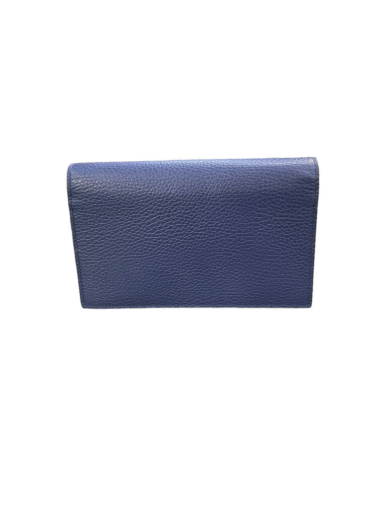 Gucci Interlocking G Calfskin Wallet Crossbody blue