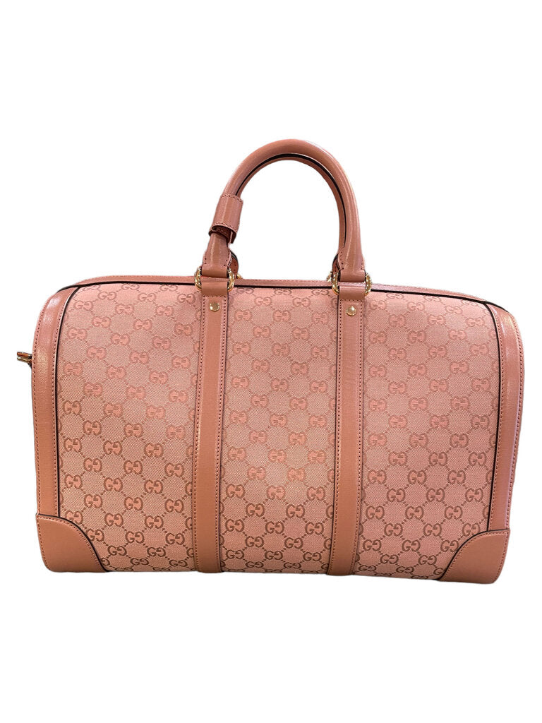 Gucci Monogram Azalea Calfskin Small Retro Interlocking G Duffle Bag Cloche Rose Pink