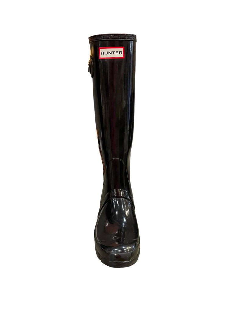 Hunter glossy rain high boots black 8