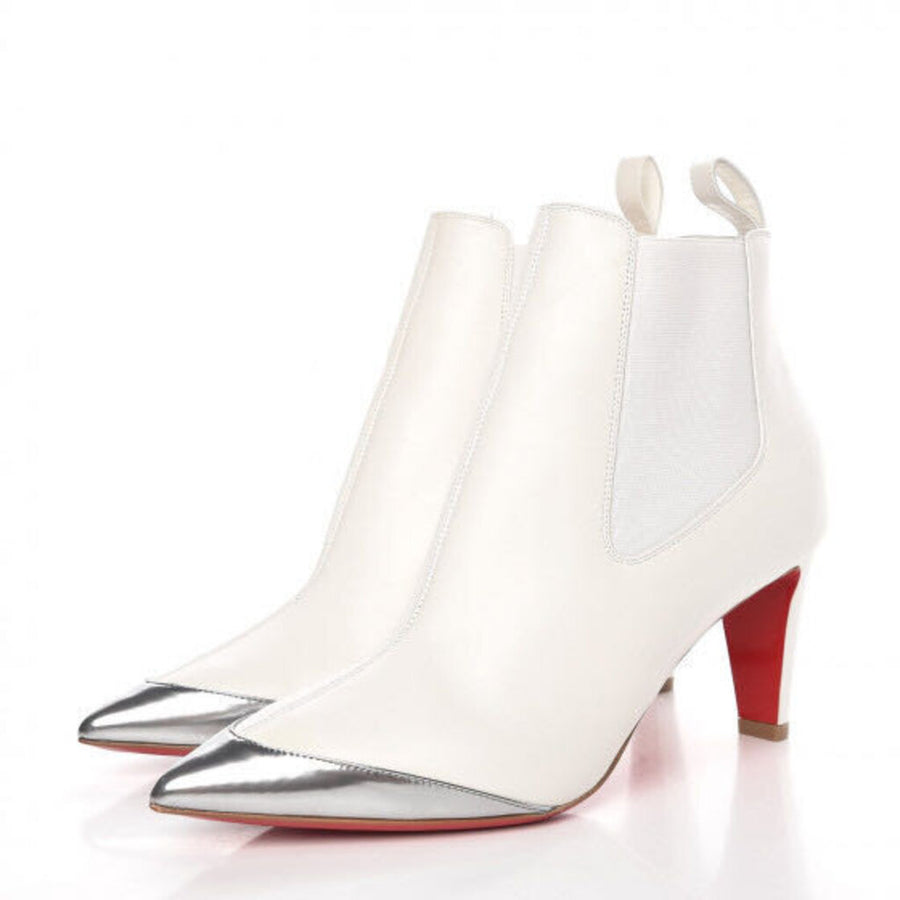 christian louboutin Calfskin Antispecchio Superchen 70 Booties 38 Snow Silver 41