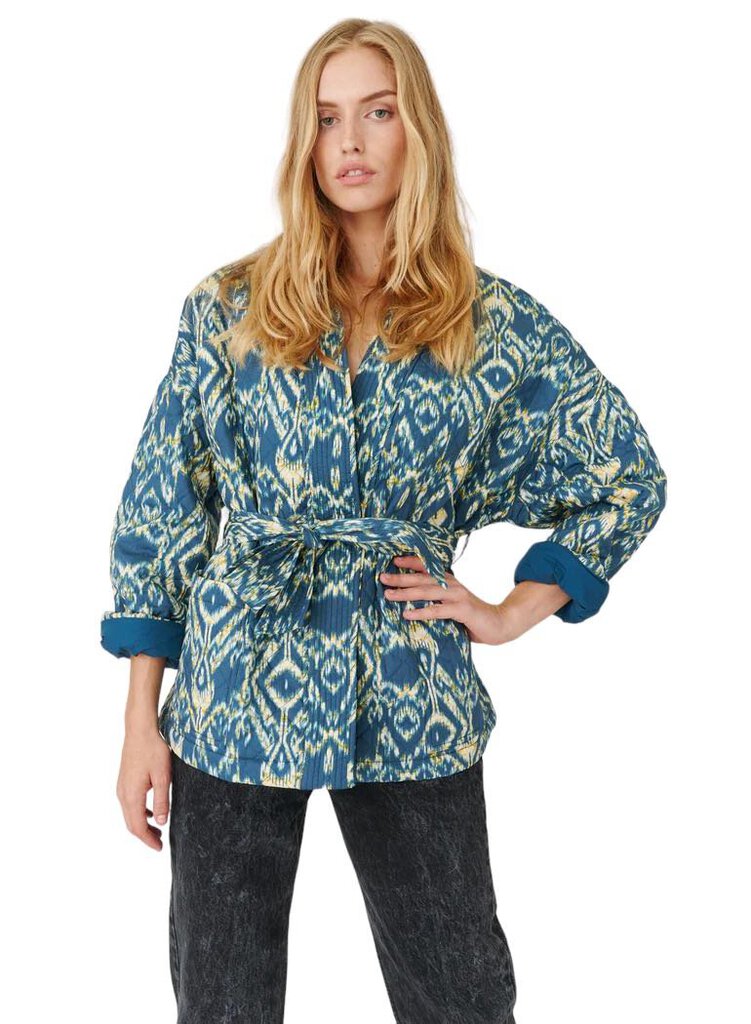 Overlover Quilted Ikat Robe Jacket Blue XS